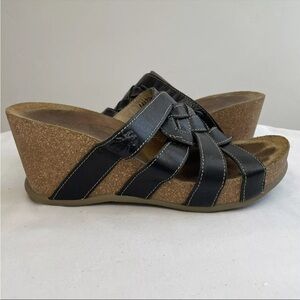 FLY London Womens Gily Anatomical Footbed Black SlipOn Sandals Size 37 US 6.5